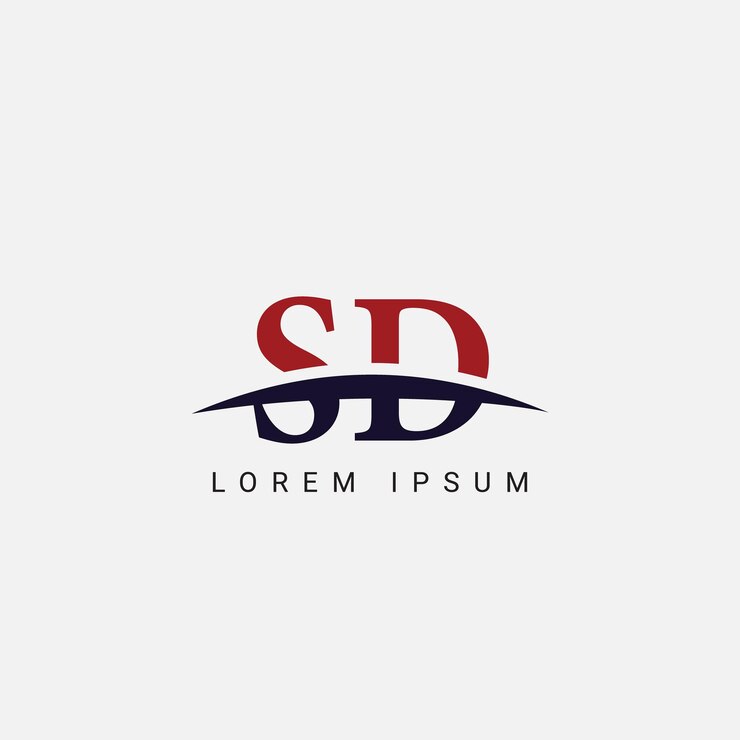 Vetor vector de design de letras de logotipo sd com cores pretas e vermelhas