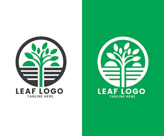 Vetor vector de design de logotipo de forma de círculo de folha de árvore