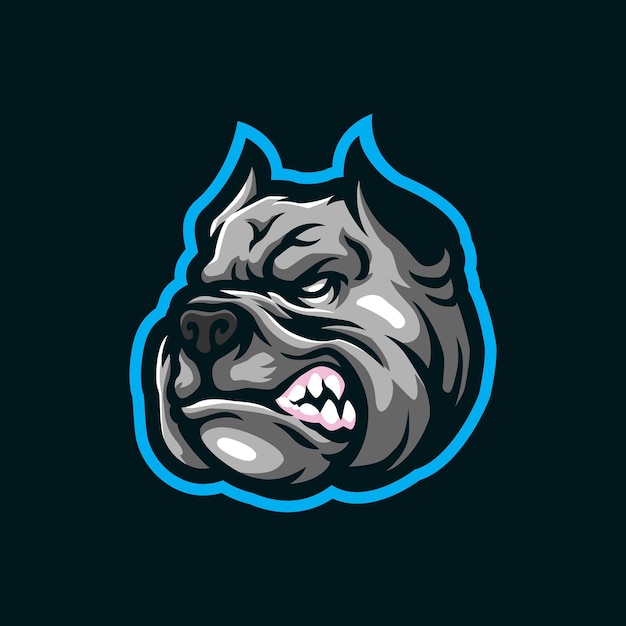 Vetor vector de design de logotipo de mascote de cão com estilo de conceito de ilustração moderna para emblema de crachá e impressão de camiseta ilustração de cão com cabeça zangada