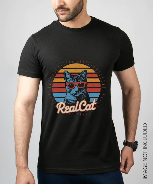 Vetor vector de design de t-shirt de gato real