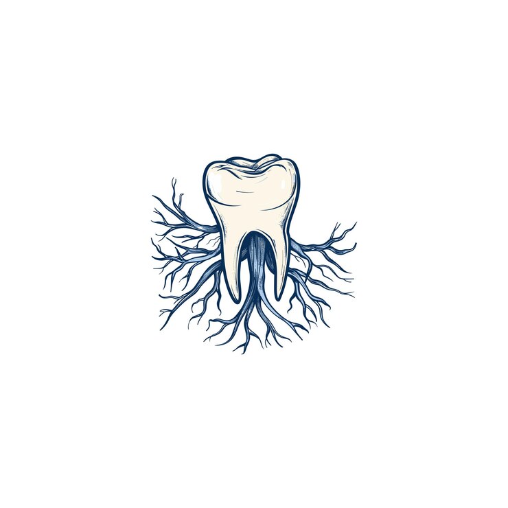 Vetor vector de design do logotipo da raiz dentária