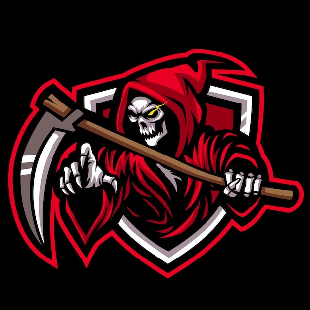 Vector de design do logotipo do mascote Reaper com estilo conceitual para o distintivo