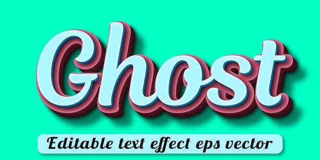 Vetor vector de efeito de texto 3d de cor verde fantasma editável