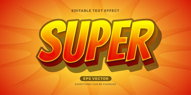 Vector de efeito de texto super hero editável