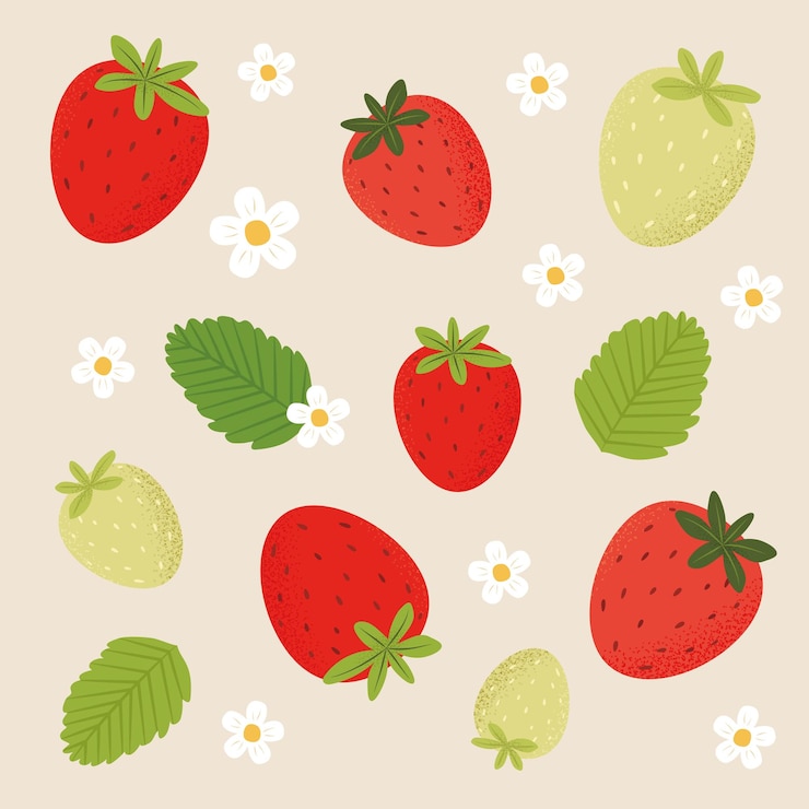 Vetor vector de elementos de morango de frutas conjunto