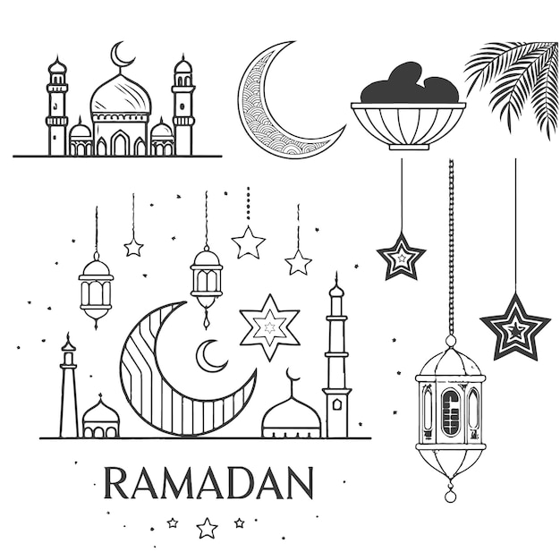 Vector de elementos de Ramadan kareem