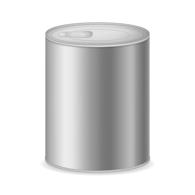 Vector de embalagem de metal enlatado 3D detalhado e realista