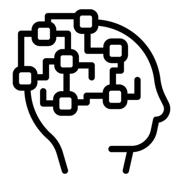 Vector de esboço de ícone de mentalidade de brainstorm conhecimento cognitivo