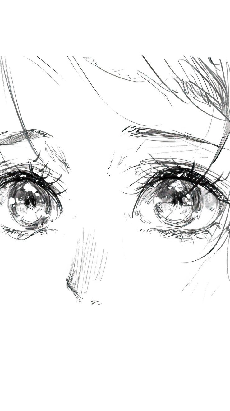 Vetor vector de esboço de olhos de anime felizes