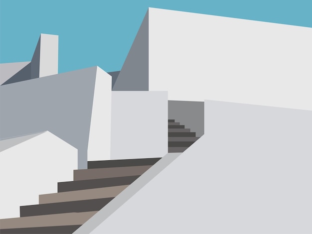 Vector de escadas altas de edifícios costeiros