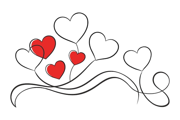 Vector de estilo Doodle com ícone de coração de linha com flecha