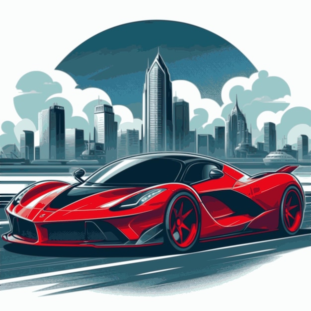 Vector de estilo supercarro vermelho fundo branco