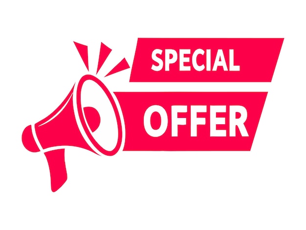 Vector de etiqueta de oferta especial com ícone de megafone para designs que chamam a atenção