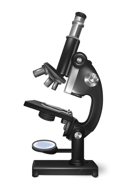 Vector de ferramenta de ampliação de microscópio preto 3D detalhado e realista
