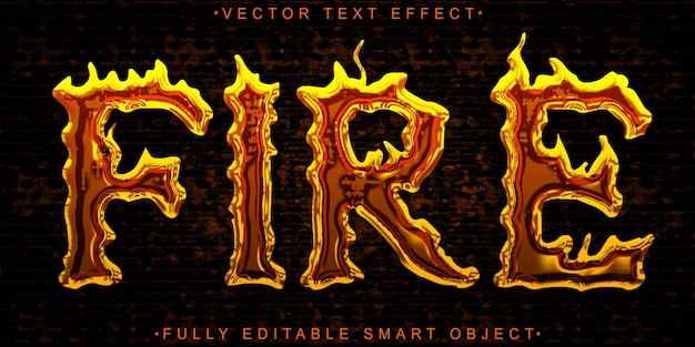 Vector de fogo Efeito de texto de objeto inteligente totalmente editável
