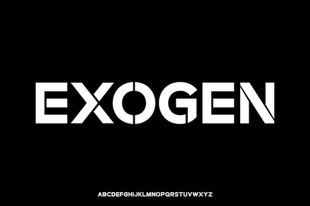 Vetor vector de fonte de exibição de alfabeto tipo estêncil geométrico moderno tipo de letra futurista criativo