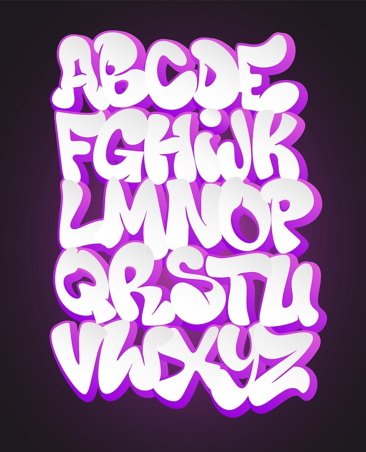 Vetor vector de fonte e alfabeto de graffiti estilizado