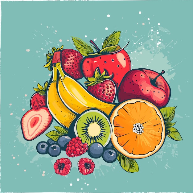 Vetor vector de fundo de frutas suculentas frescas