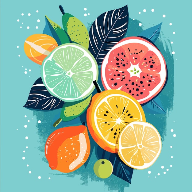 Vetor vector de fundo de frutas suculentas frescas