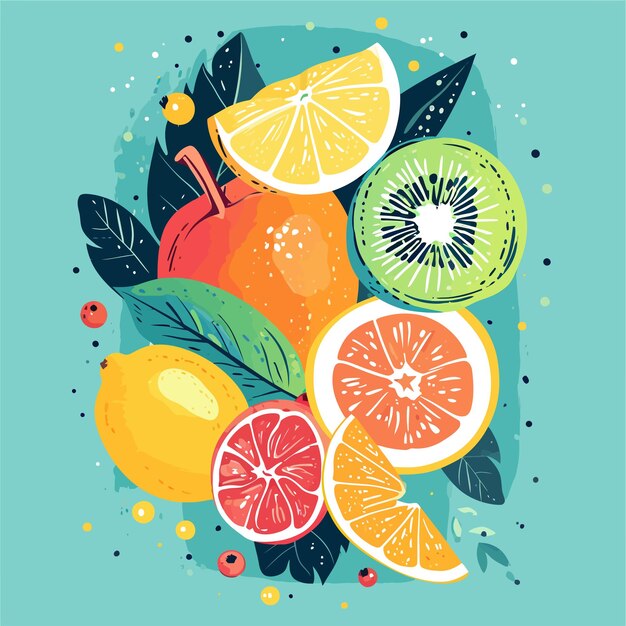 Vetor vector de fundo de frutas suculentas frescas