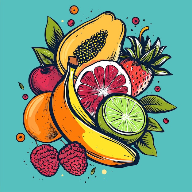 Vetor vector de fundo de frutas suculentas frescas