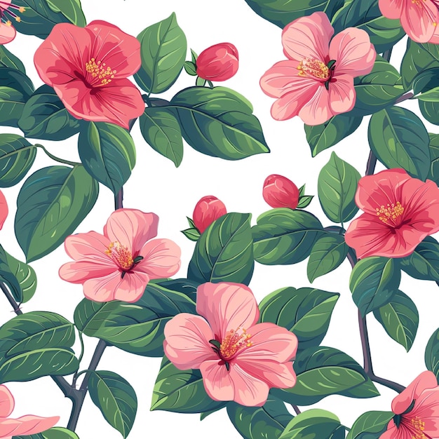 Vector de fundo sem costura de jasmim rosa plantas bonitas gráfico com arquivo eps