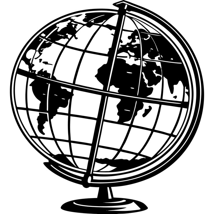 Vetor vector de globo preto com ilustração de estoque de alta qualidade do mapa do mundo