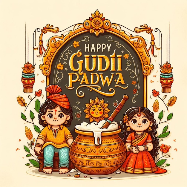 Vetor vector de gudi padwa feliz