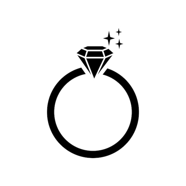 Vector de ícone de anel de diamante desenho simples