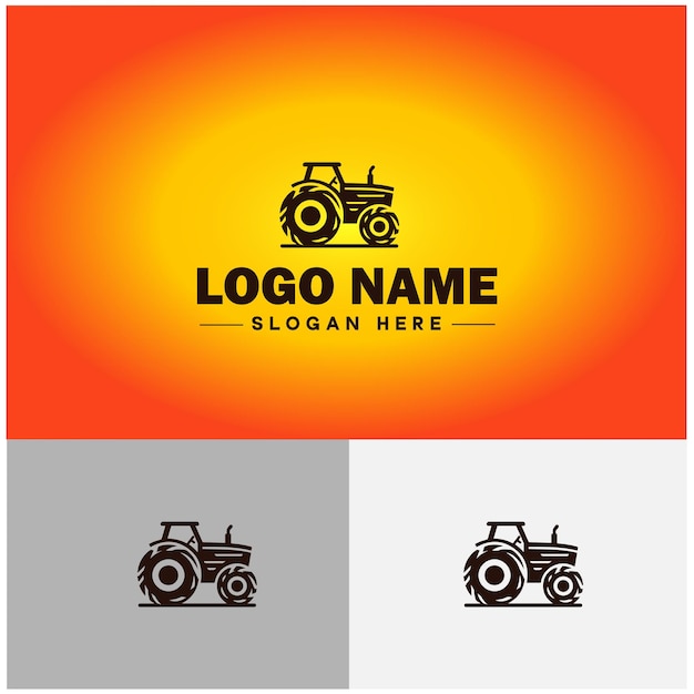 Vector de ícone de logotipo de agricultura de fazenda de trator para aplicações de marca de negócios ícone de máquinas de indústrias agrícolas modelo de logotipo do trator