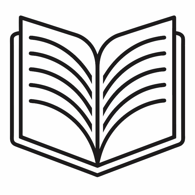 Vector de ícone de logotipo de arte de linha de livro em fundo transparente branco para uso na web