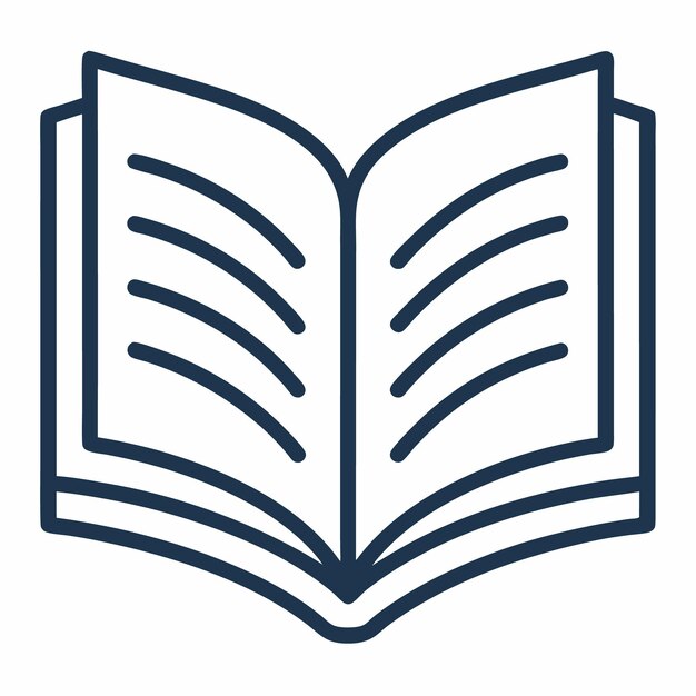 Vector de ícone de logotipo de arte de linha de livro em fundo transparente branco para uso na web