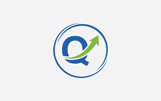Vector de ícone de seta de crescimento da letra Q
