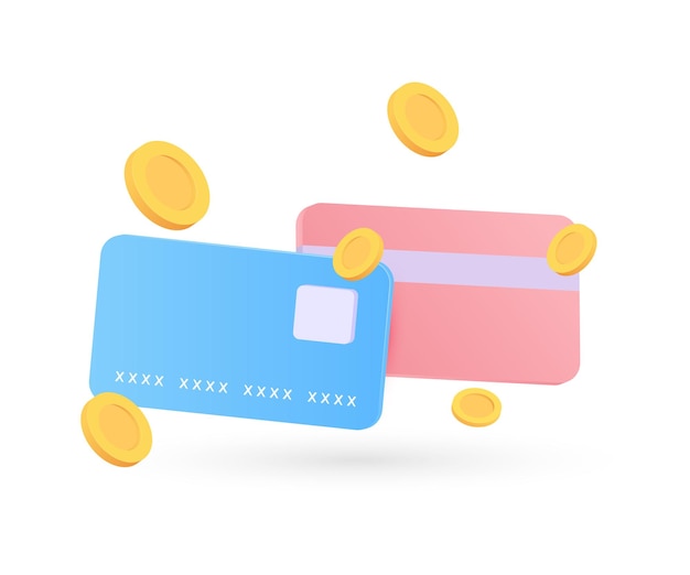 Vector de ícones 3D pagamentos on-line conceito de cartão de crédito e débito nova ideia de design