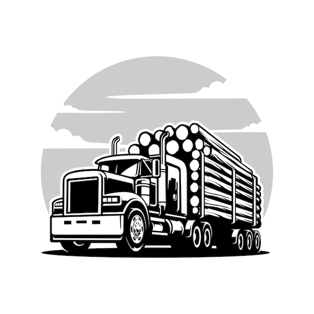 Vector de ilustração de camião de madeira