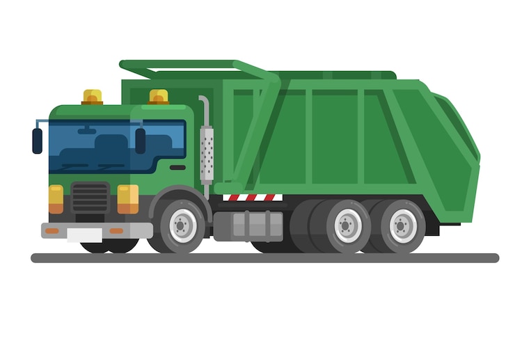 Vetor vector de ilustração de desenho animado de caminhão de lixo