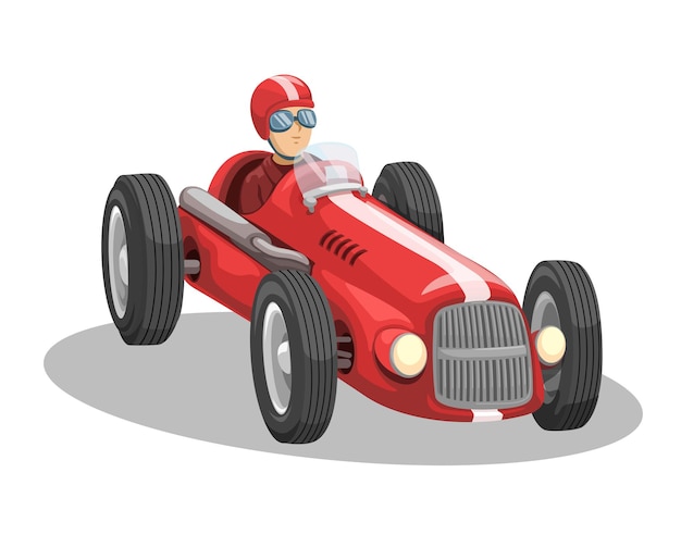 Vetor vector de ilustração de desenhos animados de carros de fórmula clássicos