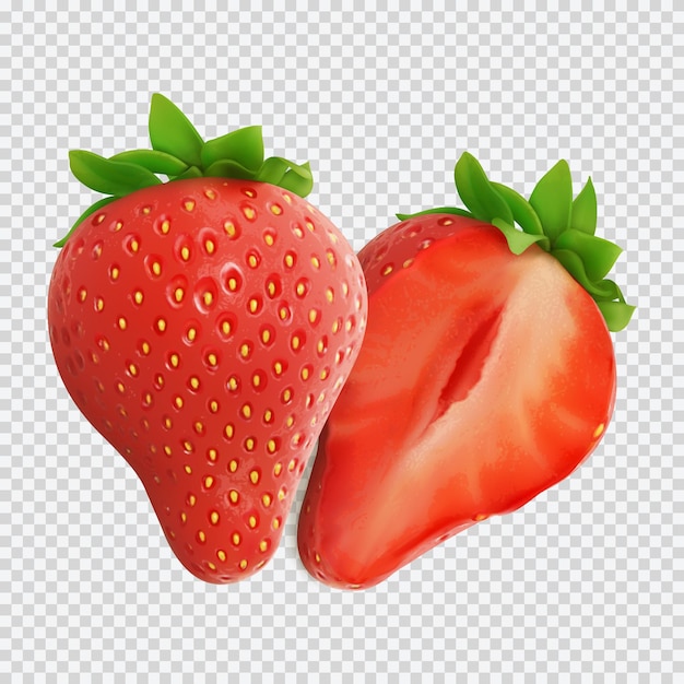 Vector de ilustração de frutas frescas de morango 3d