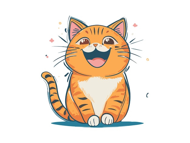 Vector de ilustração de gato laranja feliz Ai