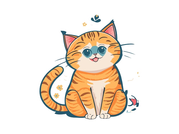 Vector de ilustração de gato laranja feliz Ai