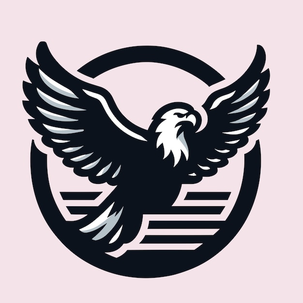 Vector de ilustração de silhueta de águia voadora em preto e branco
