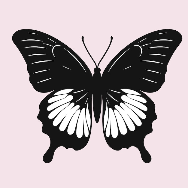 Vector de ilustração de silhueta de borboleta preta e branca