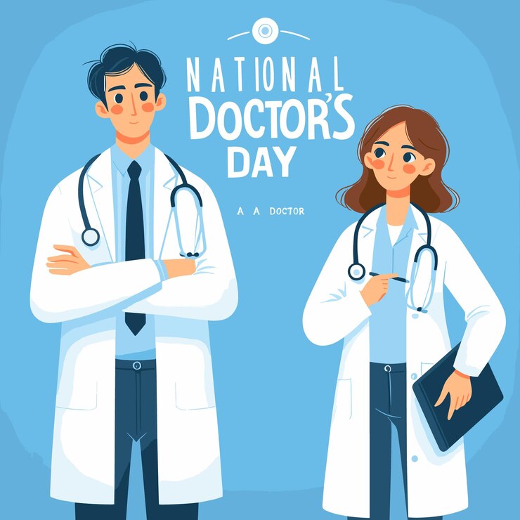 Vector de ilustração do Dia Nacional dos Médicos com um médico gerado ai