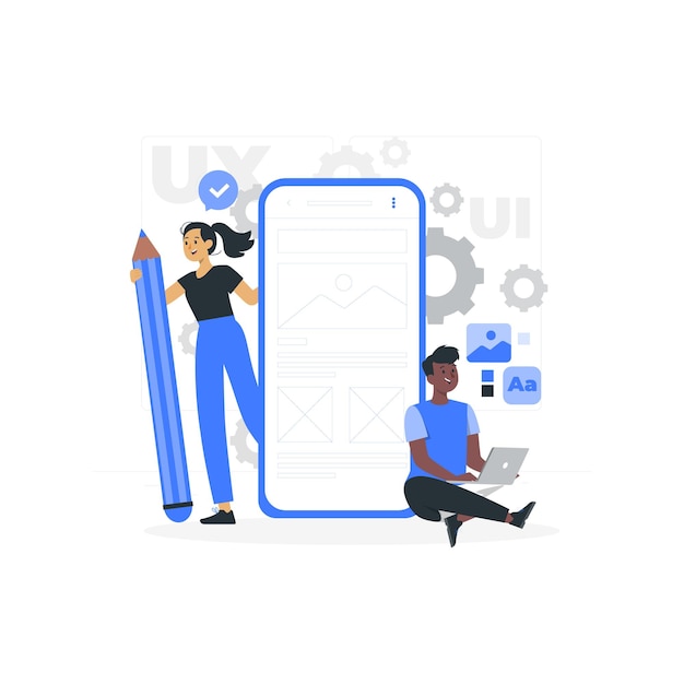 Vector de ilustrações semi-planas do MobileUX
