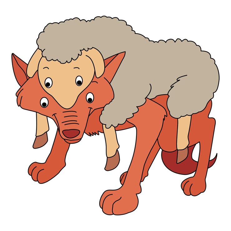 Vetor vector de lobo em roupa de ovelha