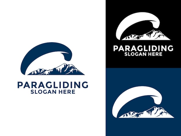 Vetor vector de logotipo de desporto de voo de parapente high adventure template de design de logotipo do parapente