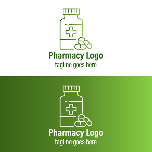 Vector de logotipo de farmácia incrível com gradiente verde