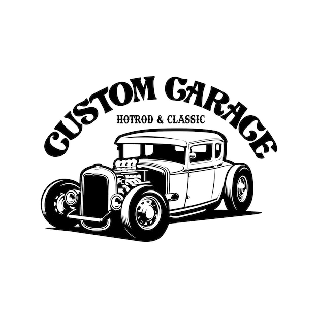 Vetor vector de logotipo de garagem personalizado e carro clássico melhor para mecânico e logotipo de garagem personalizado