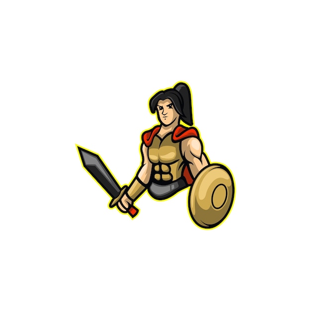 Vector de logotipo do mascote do lutador gladiador
