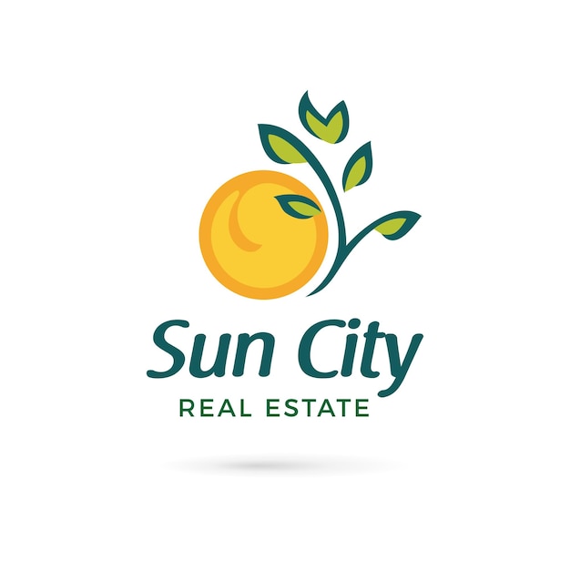 Vector de logotipo do sol conceito imobiliário